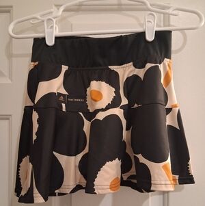 Adidas Marimekko Unikko Print Tennis Skirt Size XS Black Orange